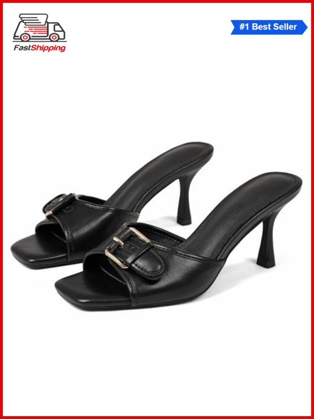 ✨ Kitten Heel Peep Toe Slip On Mule Sandals for Women Summer Dressy Casual